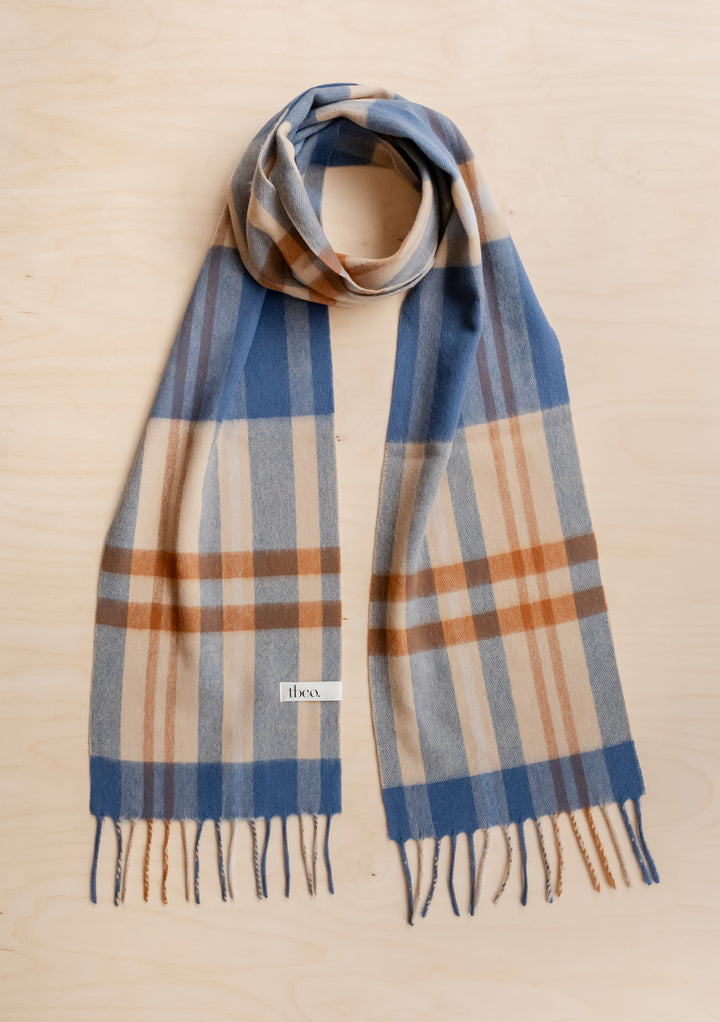 Sample Sale Lambswool Scarf in Camel Modern Tartan