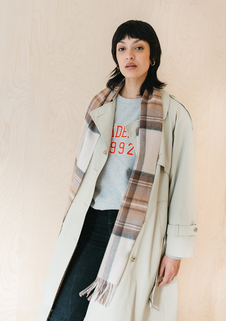 Lambswool Scarf in Stewart Natural Dress Tartan - TBCo