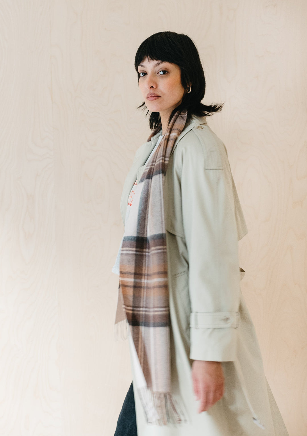 Lambswool Scarf in Stewart Natural Dress Tartan - TBCo