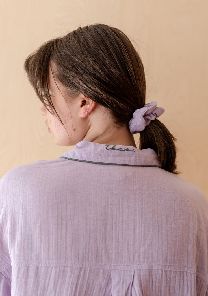 Sample Sale Cropped Cotton Pyjamas in Lilac