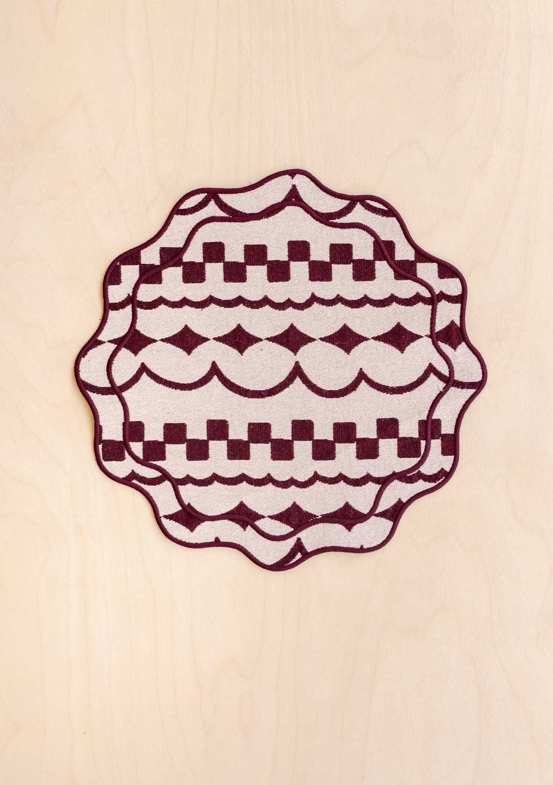 Cotton Placemats Set of 2 in Pink Checker Stripe