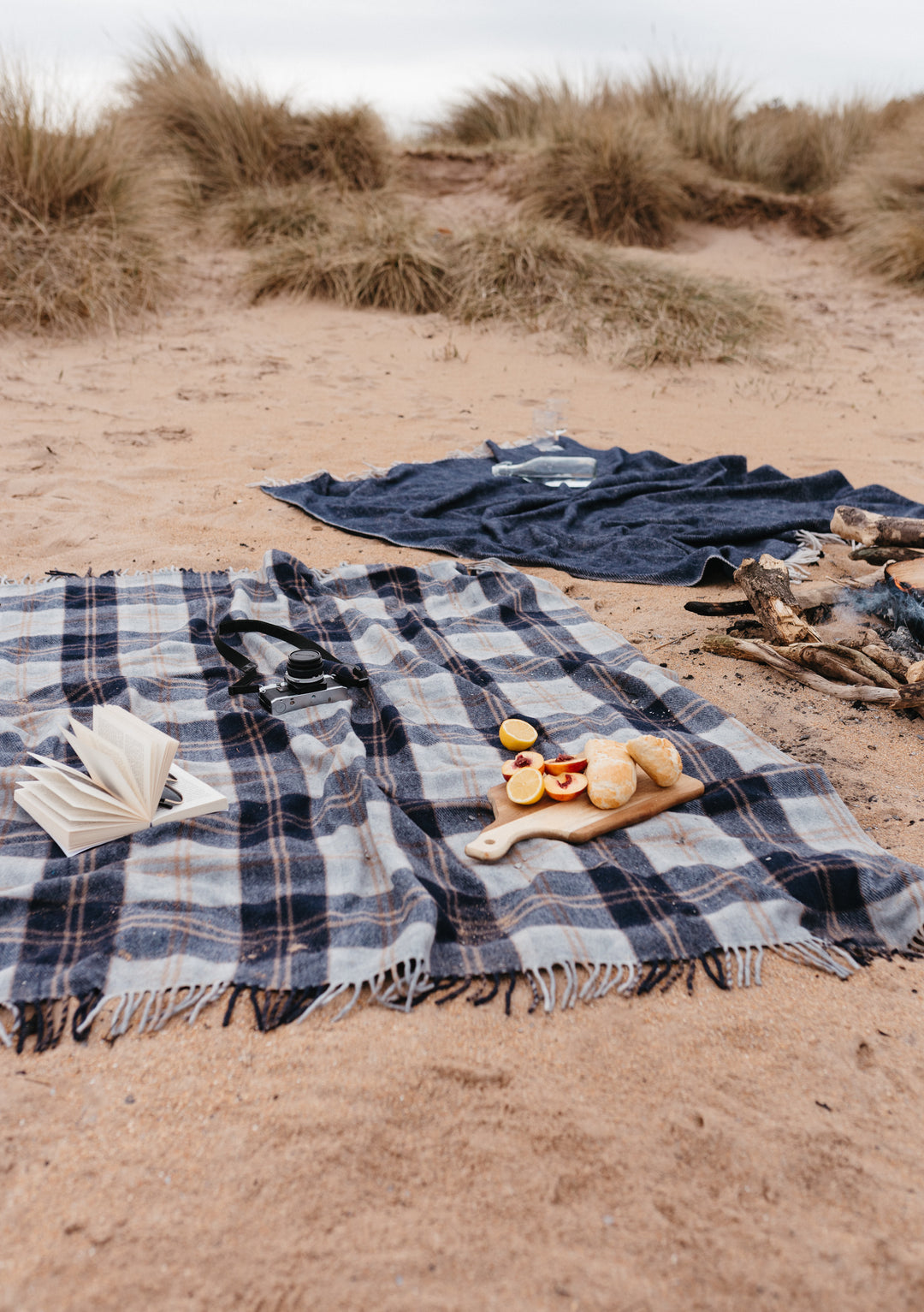 Recycled Wool Picnic Blanket in Bannockbane Silver Tartan - TBCo