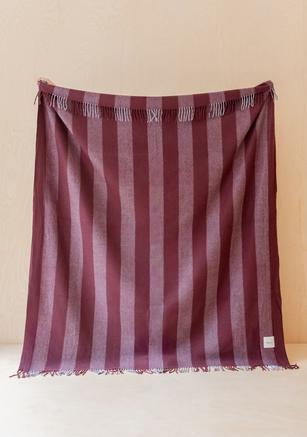 Sample Sale Recycled Wool Blanket in Blue & Burgundy Diamond Stripe
