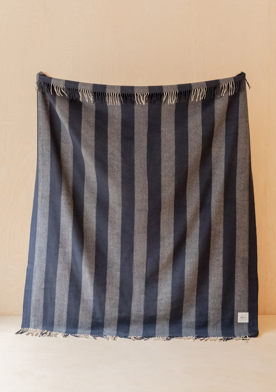 Sample Sale Recycled Wool Blanket in Navy Diamond Stripe