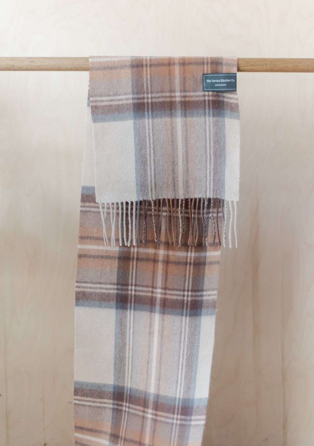 Lambswool Scarf in Stewart Natural Dress Tartan - TBCo