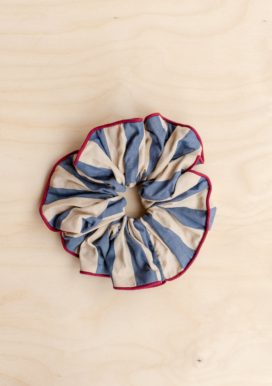 Cotton Oversized Scrunchie in Navy Stripe