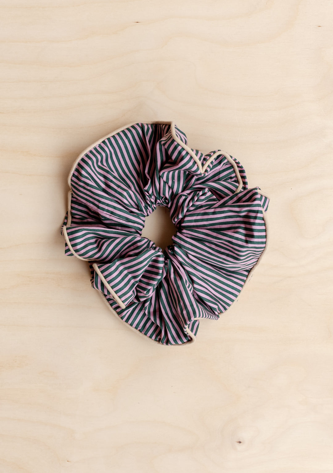 Cotton Oversized Scrunchie in Pink Stripe