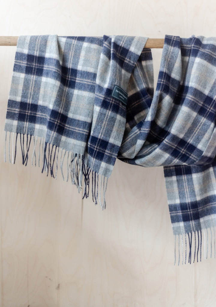 Lambswool Oversized Scarf in Bannockbane Silver Tartan - TBCo