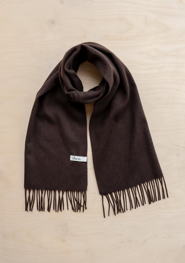 Lambswool oversized scarf in chocolate black pepper included in TBCo Ready-Made Gift Box For Her collection