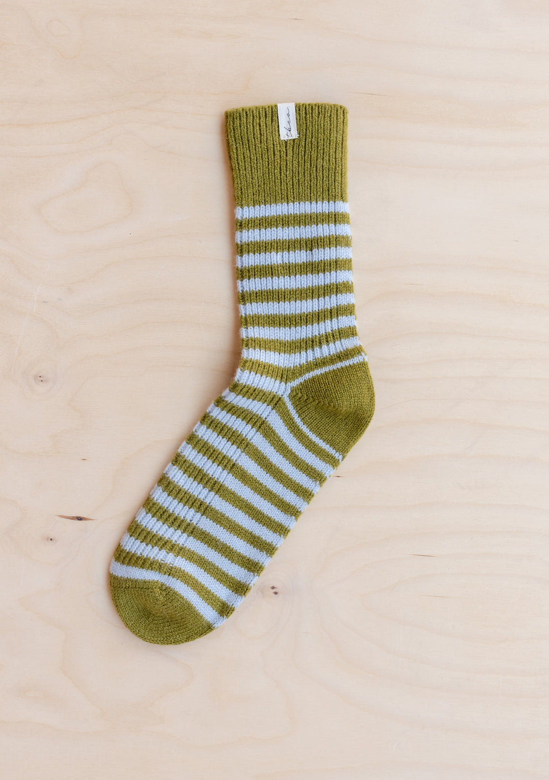 Cashmere & Merino Wool Socks in Olive & Blue Stripe