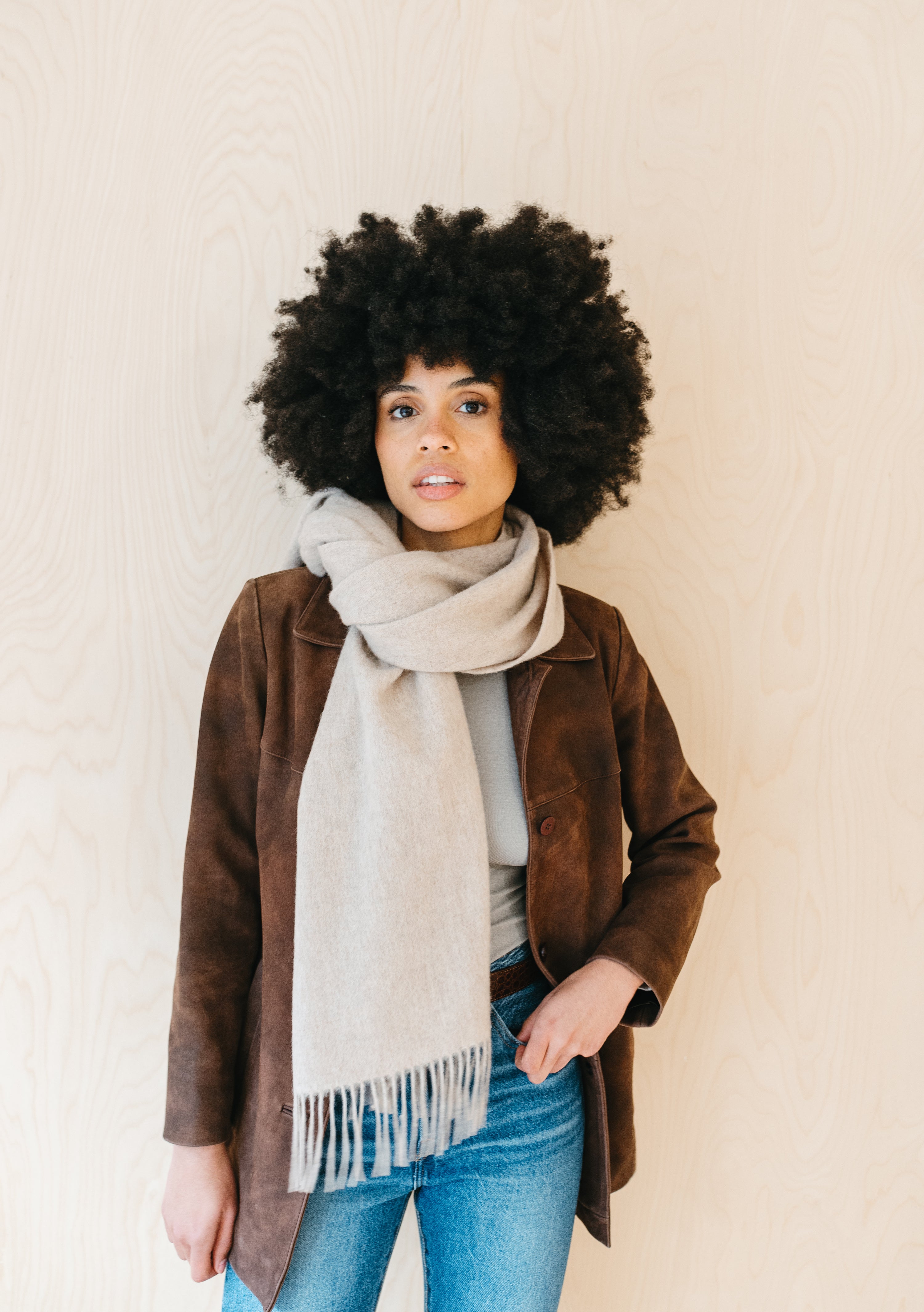 Lambswool Oversized Scarf in Oatmeal Melange – TBCo