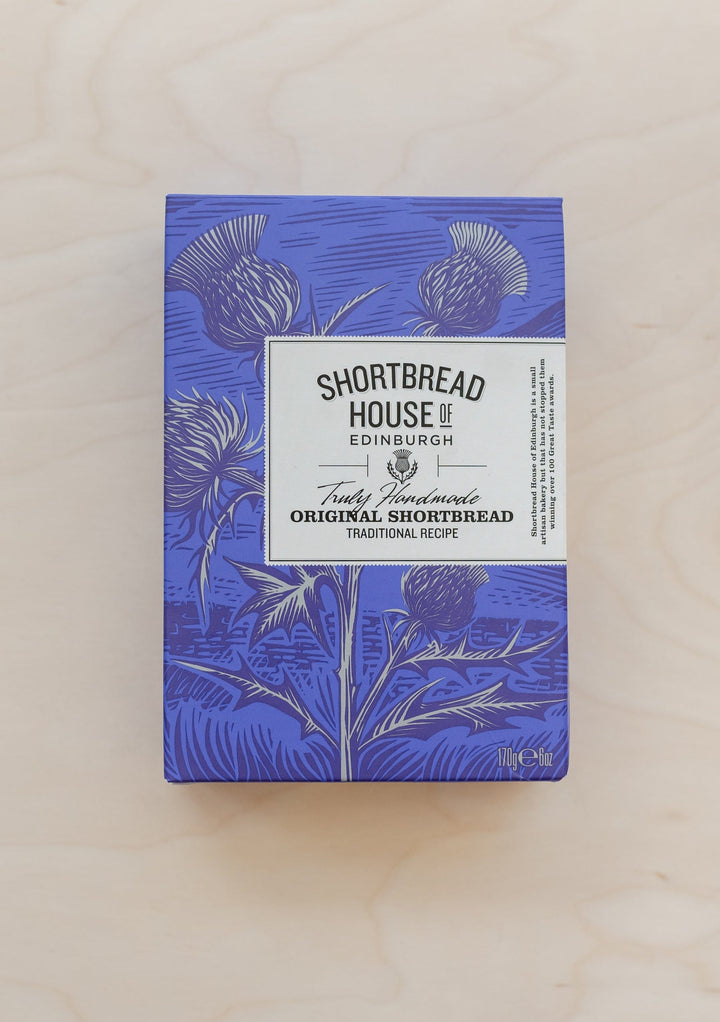 TBCo Shortbread Fingers in elegant blue box featuring traditional Scottish thistle design from Shortbread House of Edinburgh