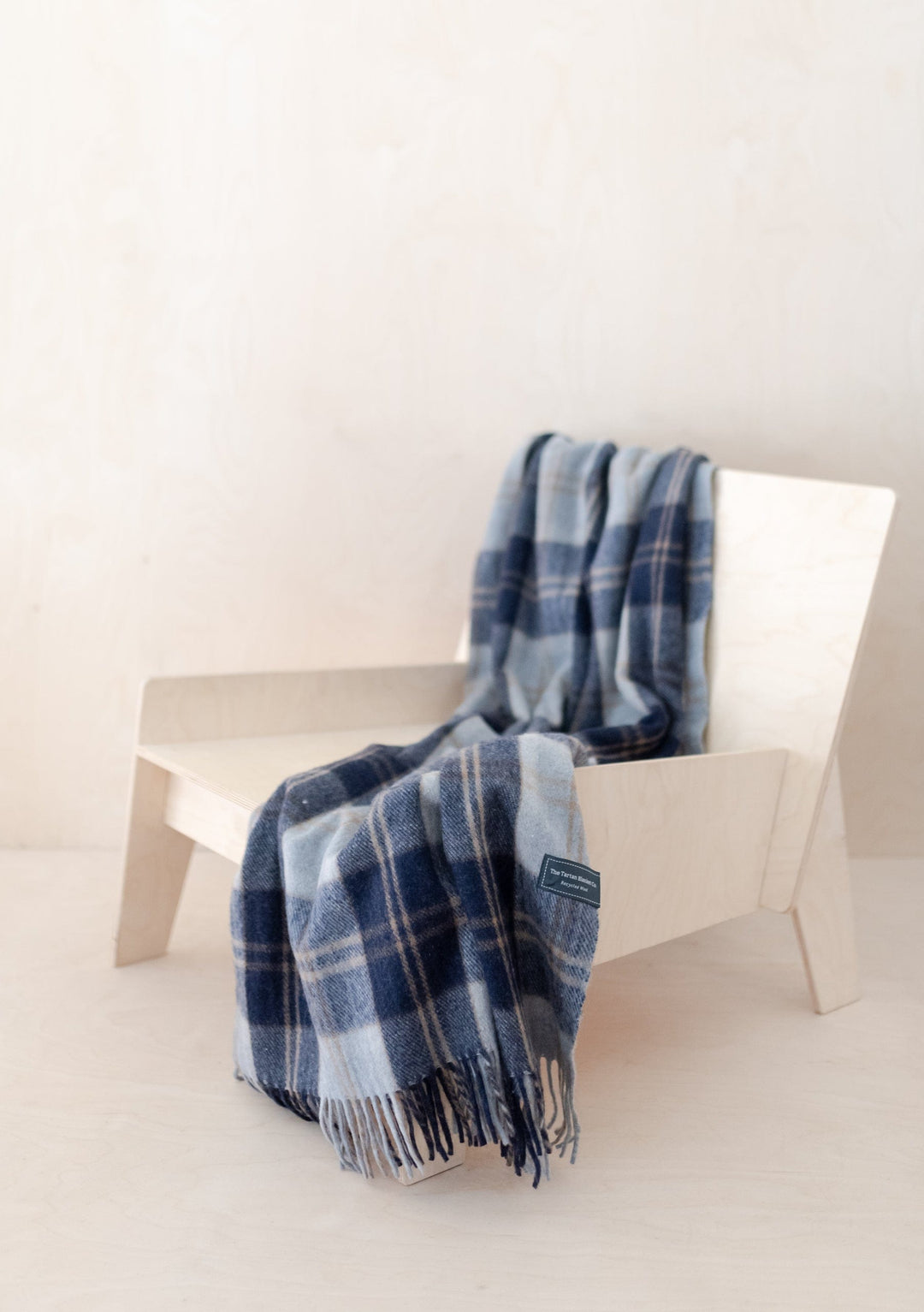 Recycled Wool Small Blanket in Bannockbane Silver Tartan - TBCo