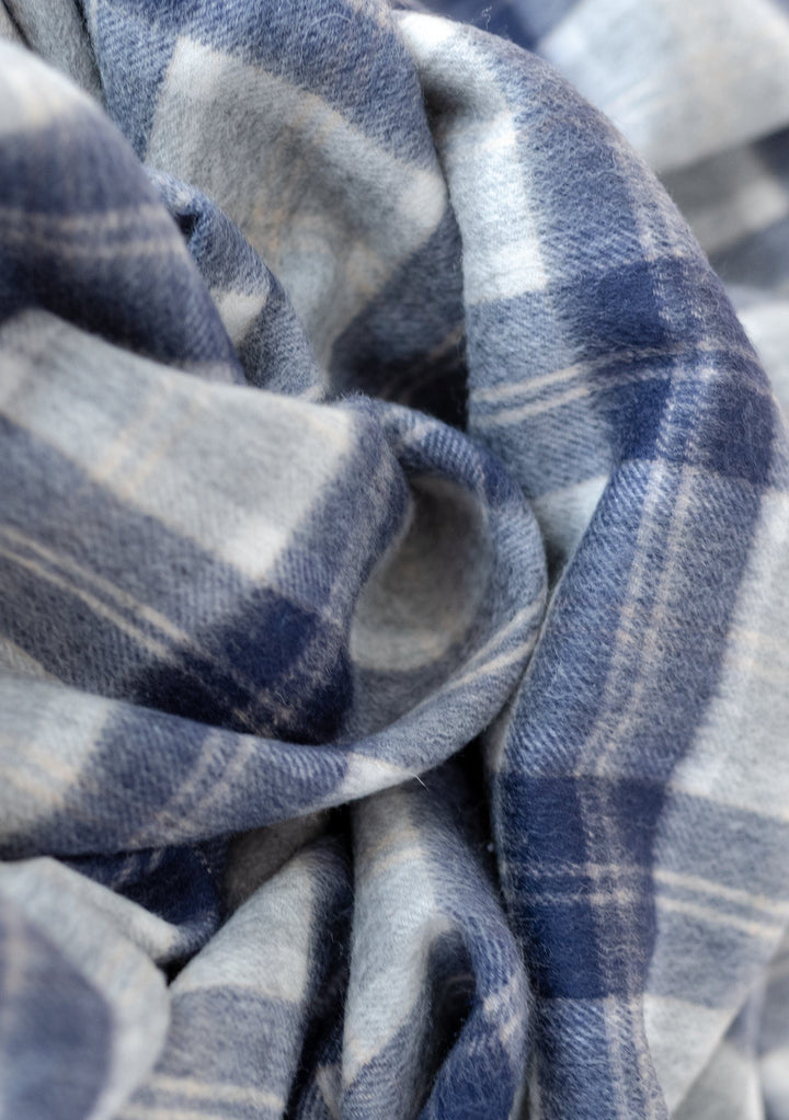 Lambswool Blanket Scarf in Bannockbane Silver Tartan - TBCo