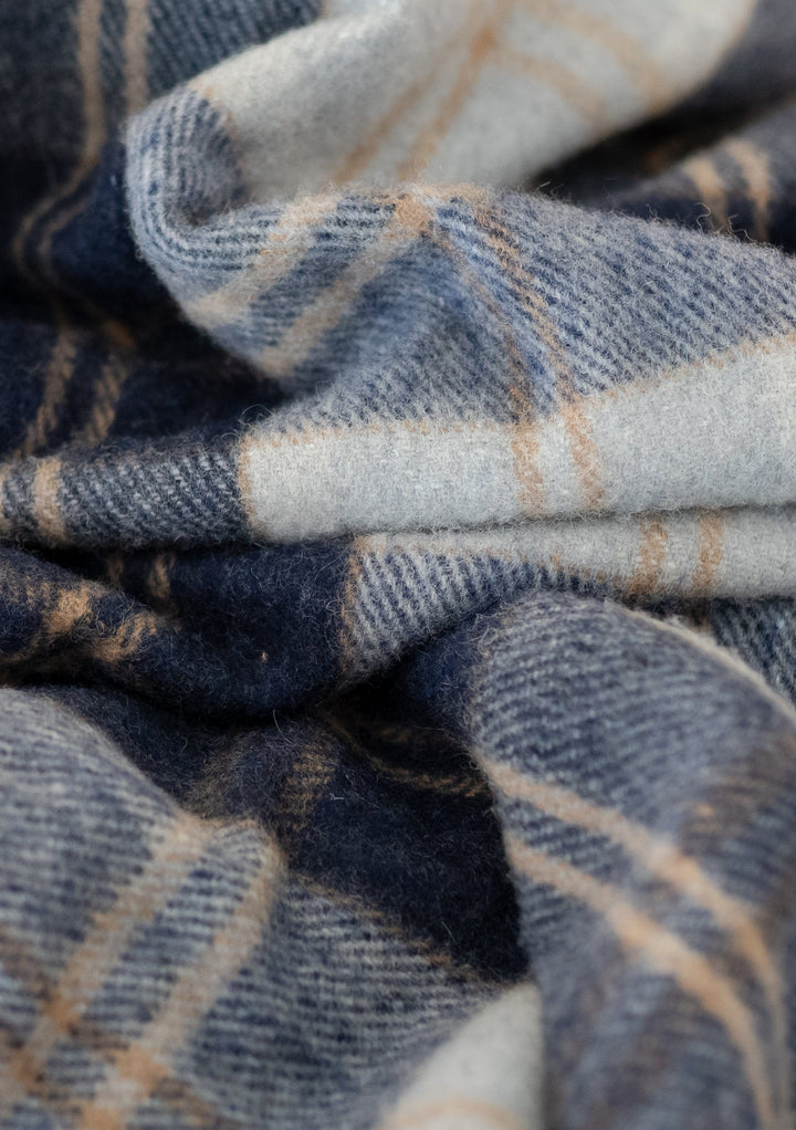 Recycled Wool Picnic Blanket in Bannockbane Silver Tartan - TBCo