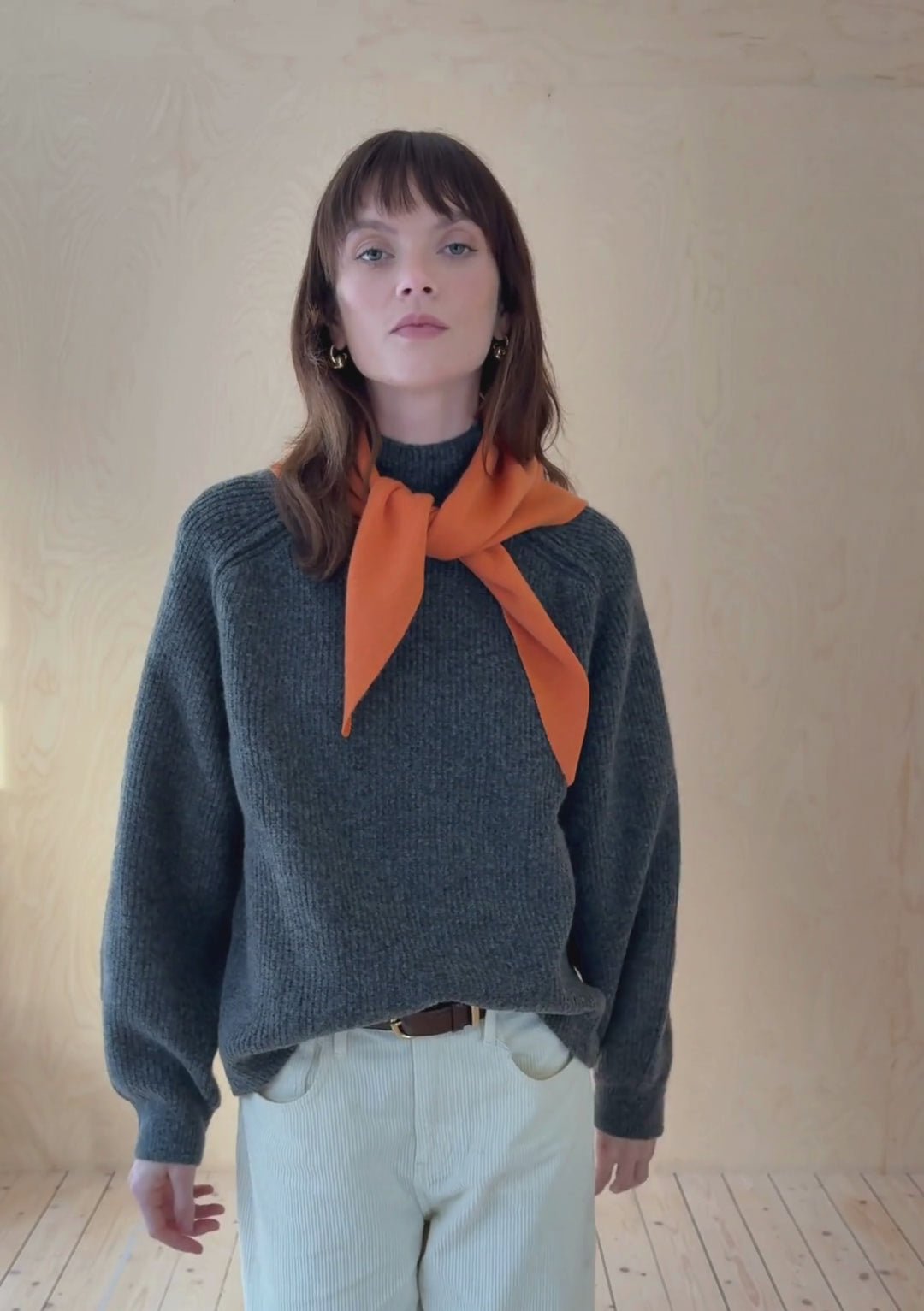 Merino Triangle Scarf in Apricot