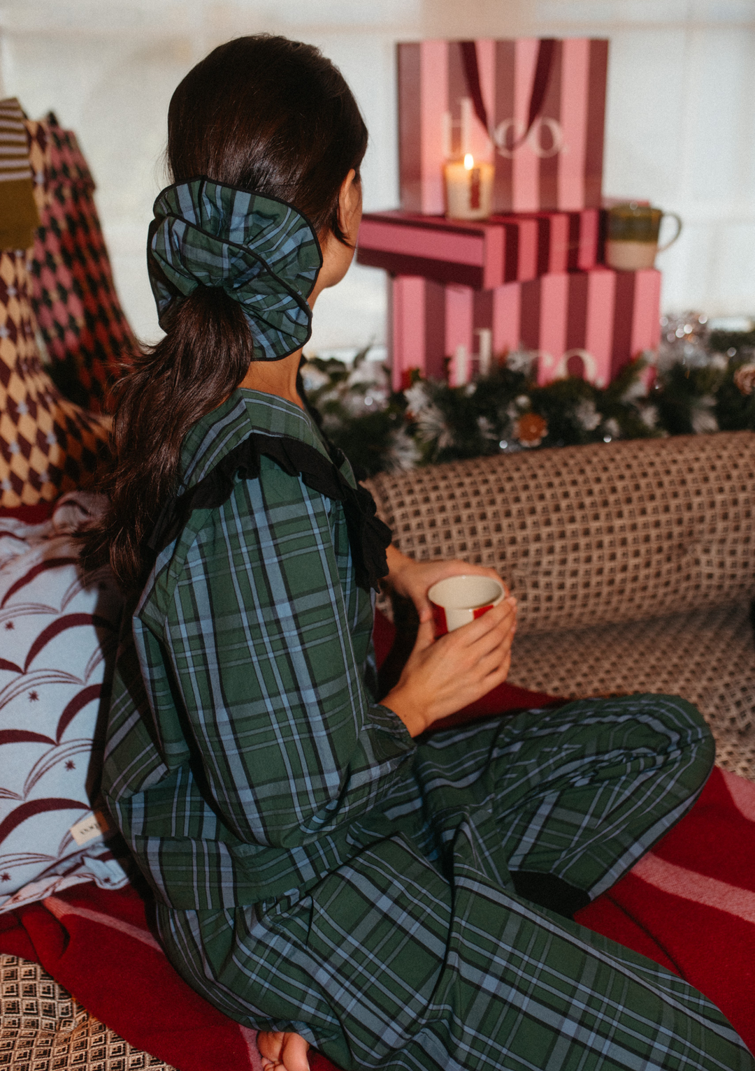 Cotton Pyjamas in Green Tartan