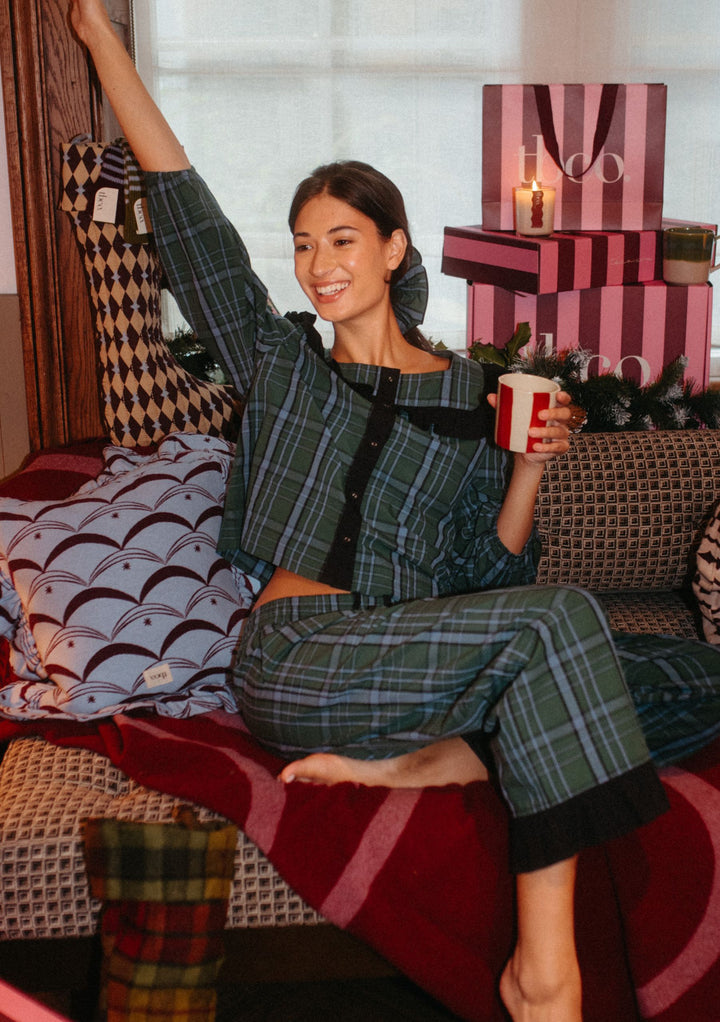 Cotton Pyjamas in Green Tartan