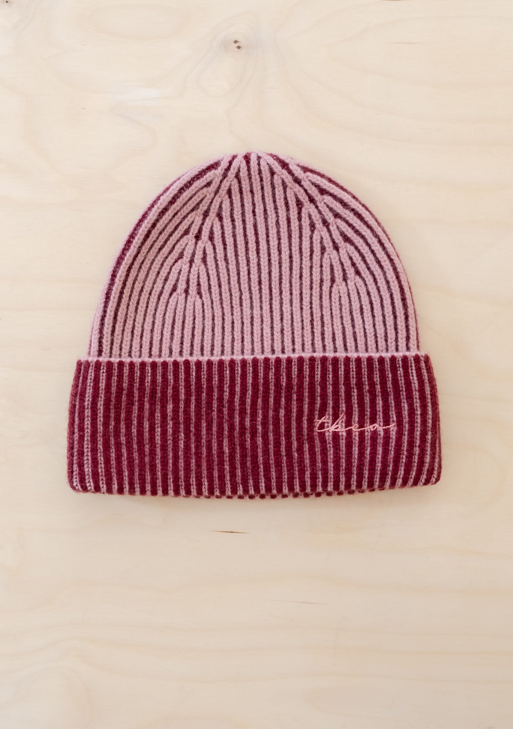 Cashmere & Merino Two-Tone Beanie in Pink – TBCo