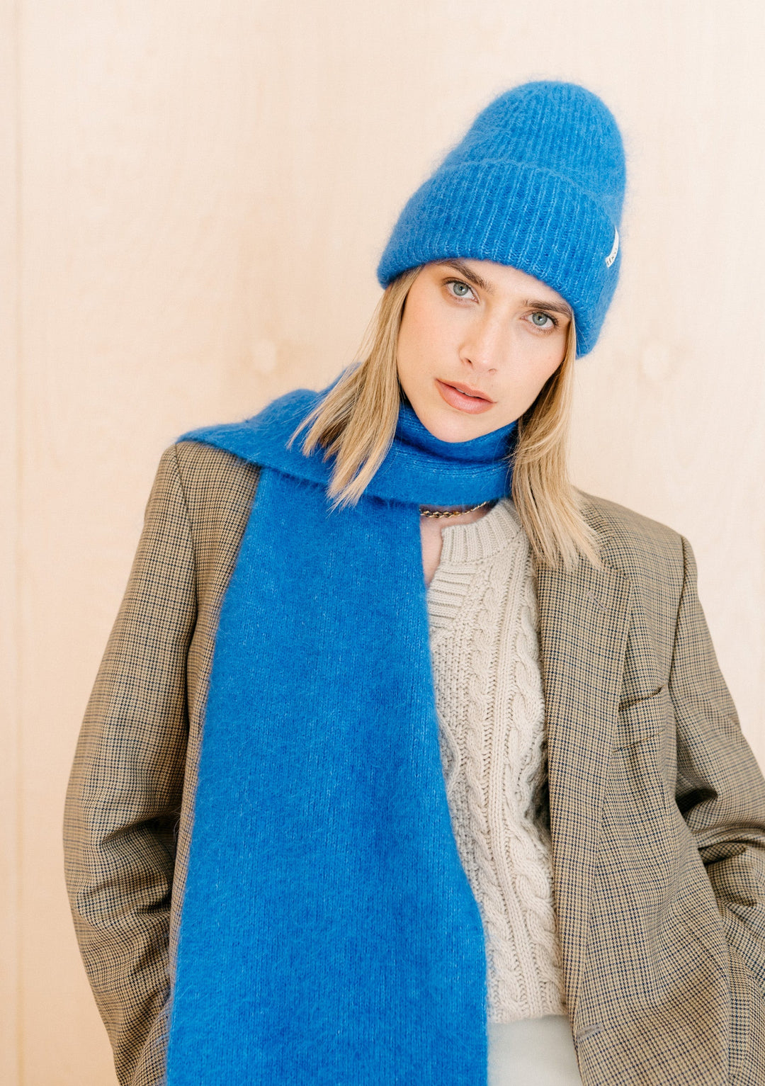 Bonnet en Mohair et Laine en Bleu