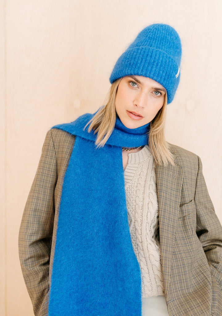 Bonnet en Mohair et Laine en Bleu