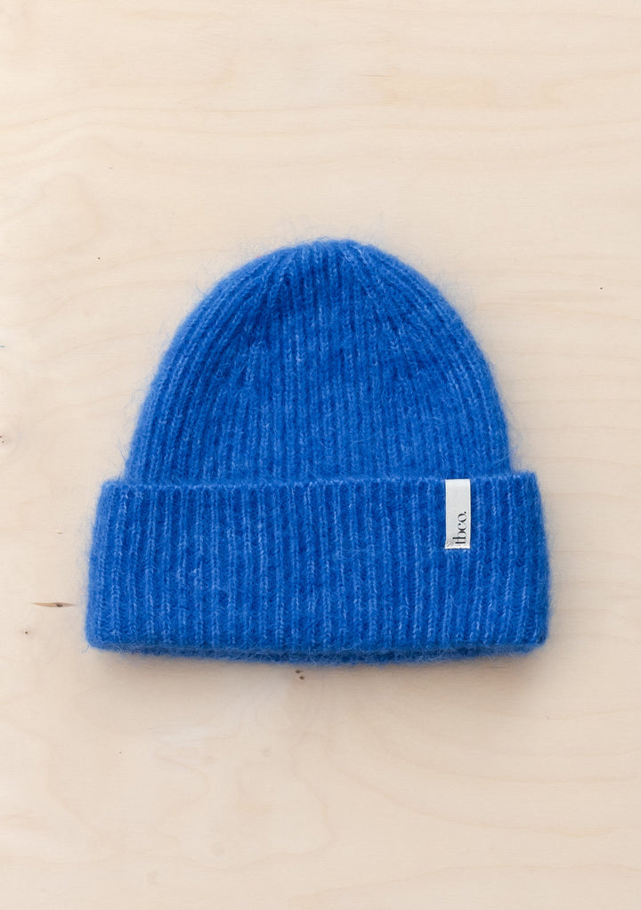 Bonnet en Mohair et Laine en Bleu