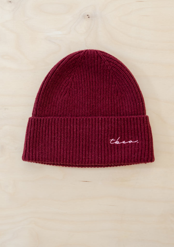 Cashmere & Merino Beanie in Burgundy