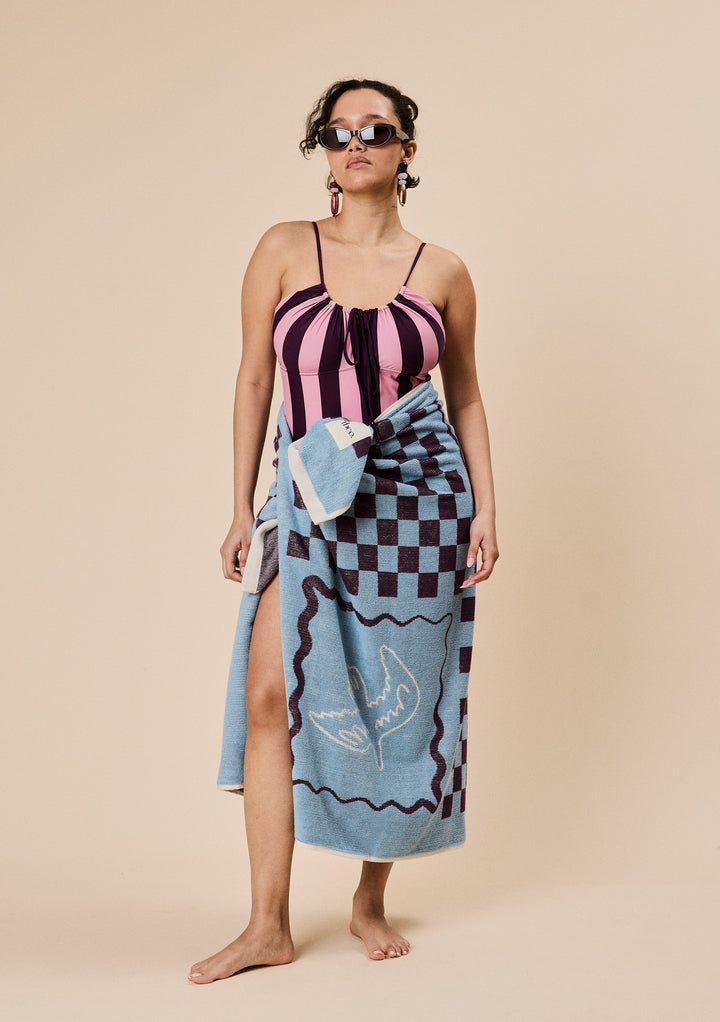 Cotton Beach Towel in Blue Coast