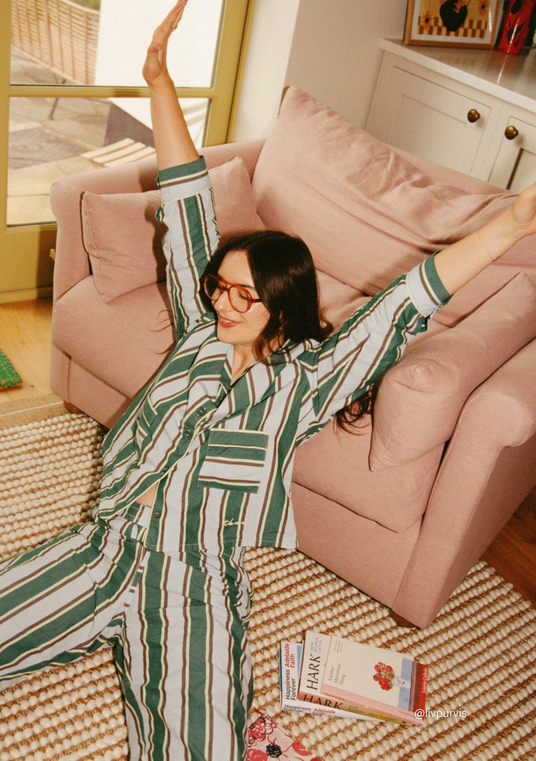Pyjama en coton à rayures bleues