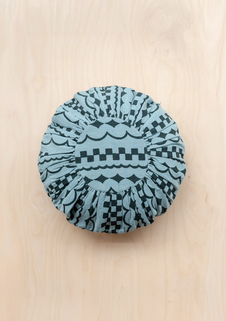 Cotton Cushion Cover in Green Checker Stripe