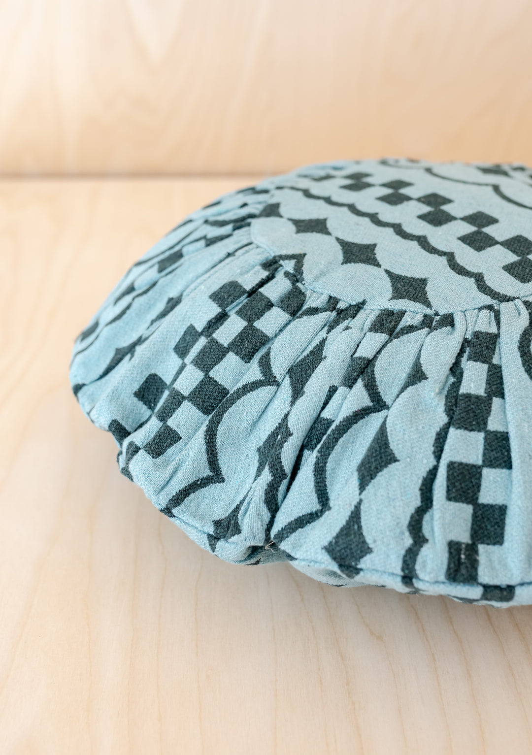 Cotton Cushion Cover in Green Checker Stripe