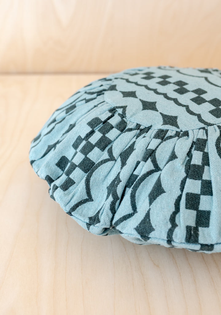 Cotton Cushion Cover in Green Checker Stripe