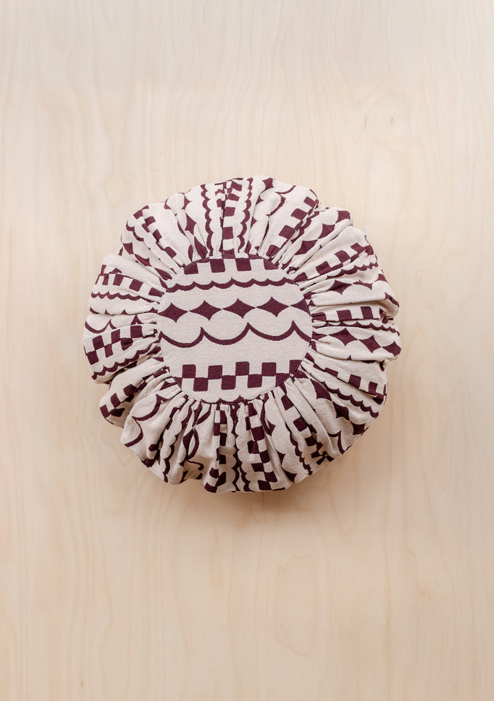 Cotton Cushion Cover in Pink Checker Stripe