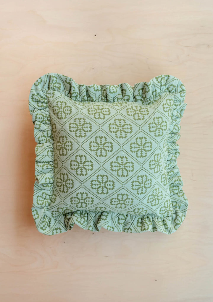 Housse de coussin en coton à motif floral bleu 