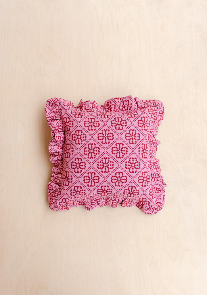 Housse de coussin en coton à motif floral rose 