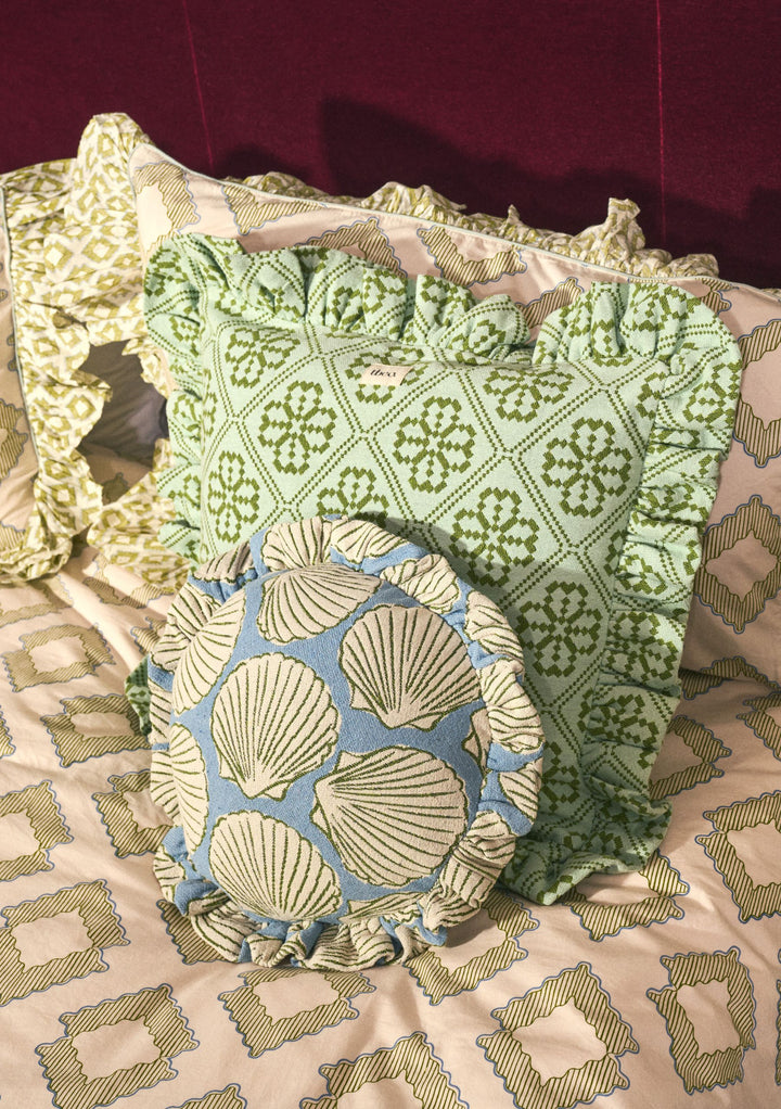 Cotton Cushion Cover in Blue Shell