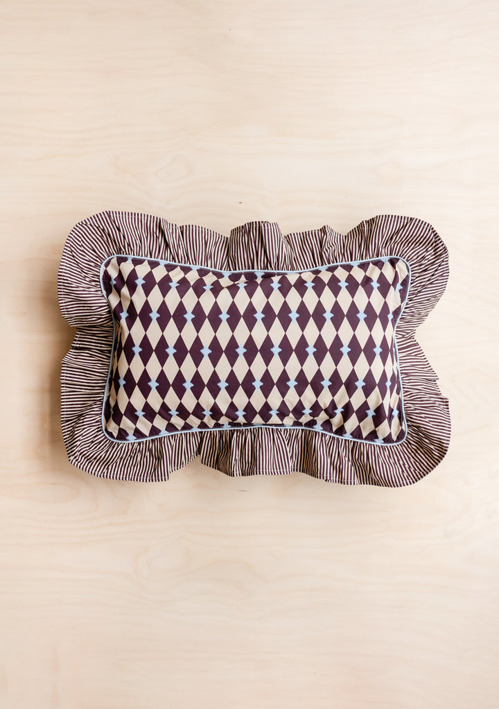 Cotton Cushion Cover in Camel Harlequin