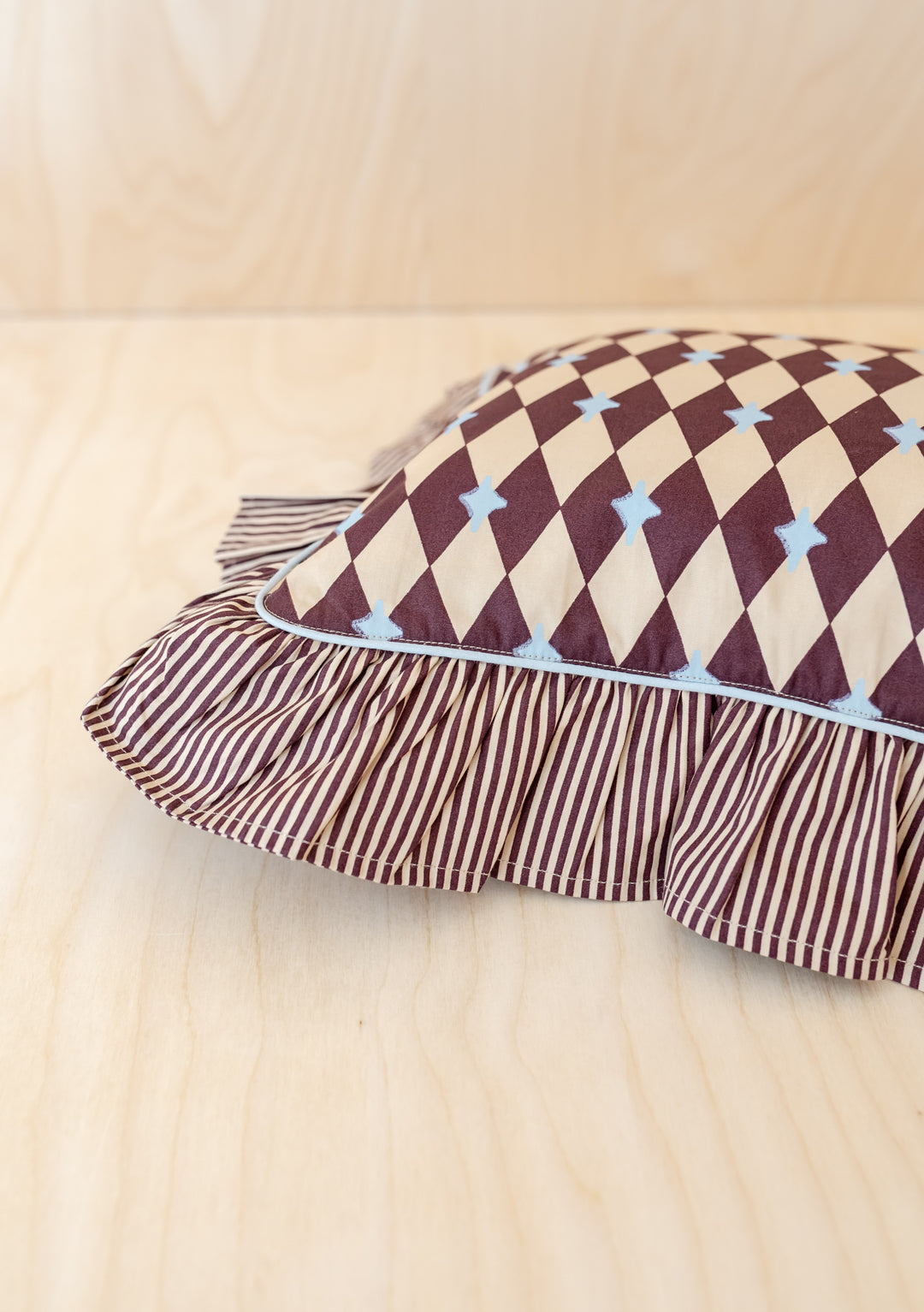 Cotton Cushion Cover in Camel Harlequin