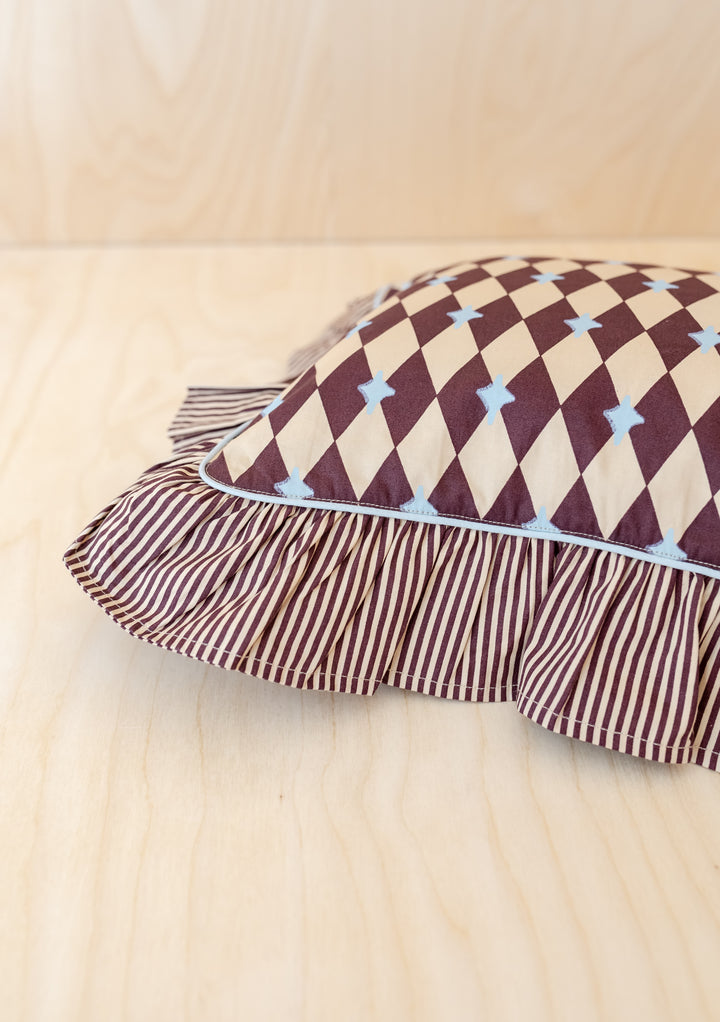 Cotton Cushion Cover in Camel Harlequin