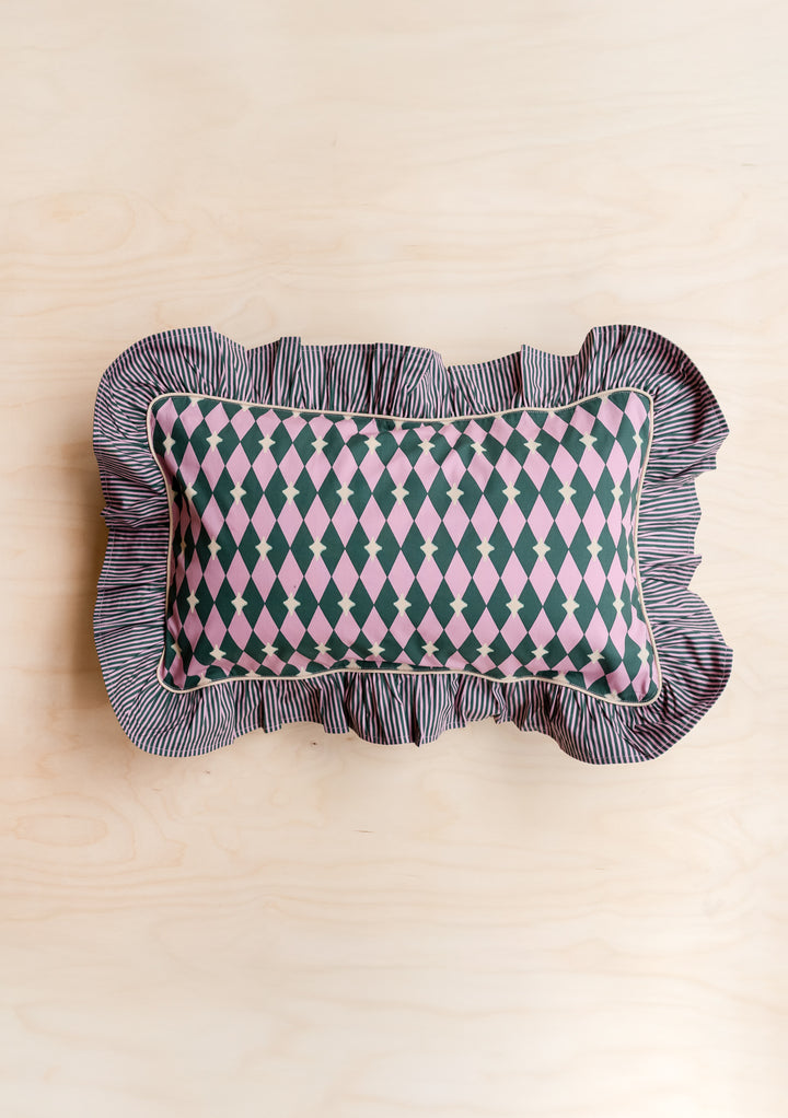 Cotton Cushion Cover in Pink Harlequin