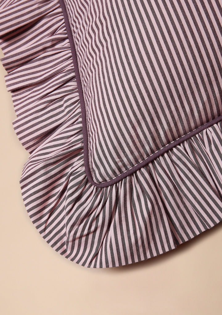 Cushion Cover in Fig Micro Stripe