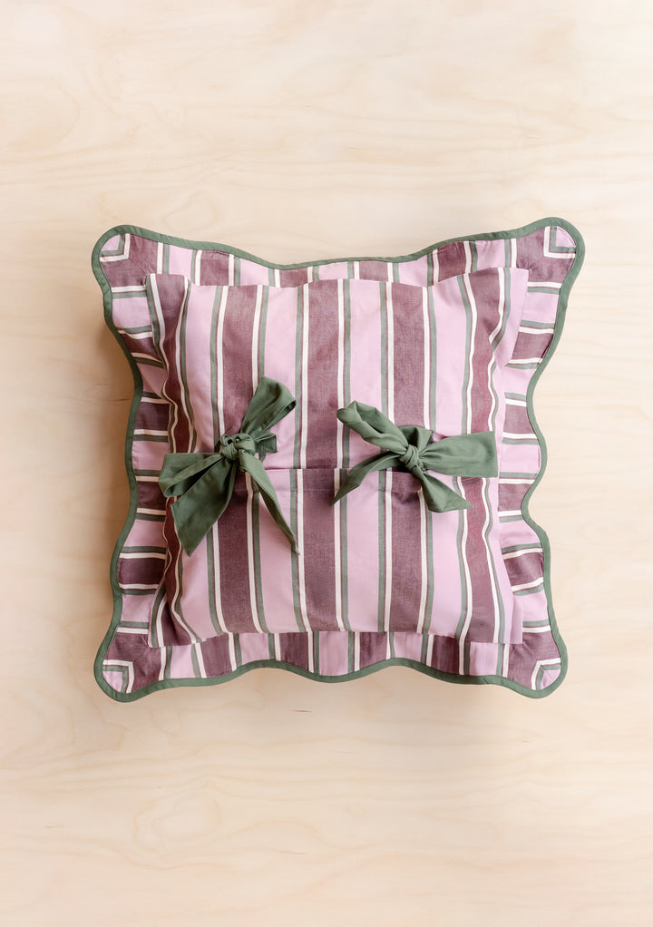 Cotton Cushion Cover in Pink Stripe