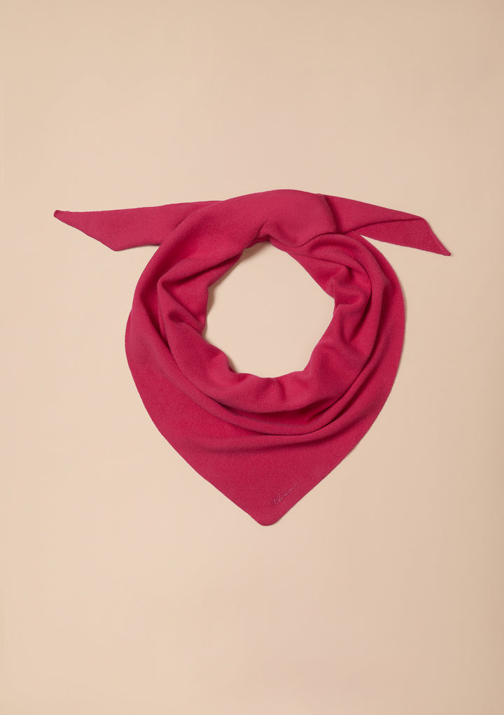 Large Cashmere Wool Triangle Scarf in Magenta