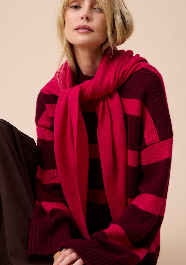Large Cashmere Wool Triangle Scarf in Magenta