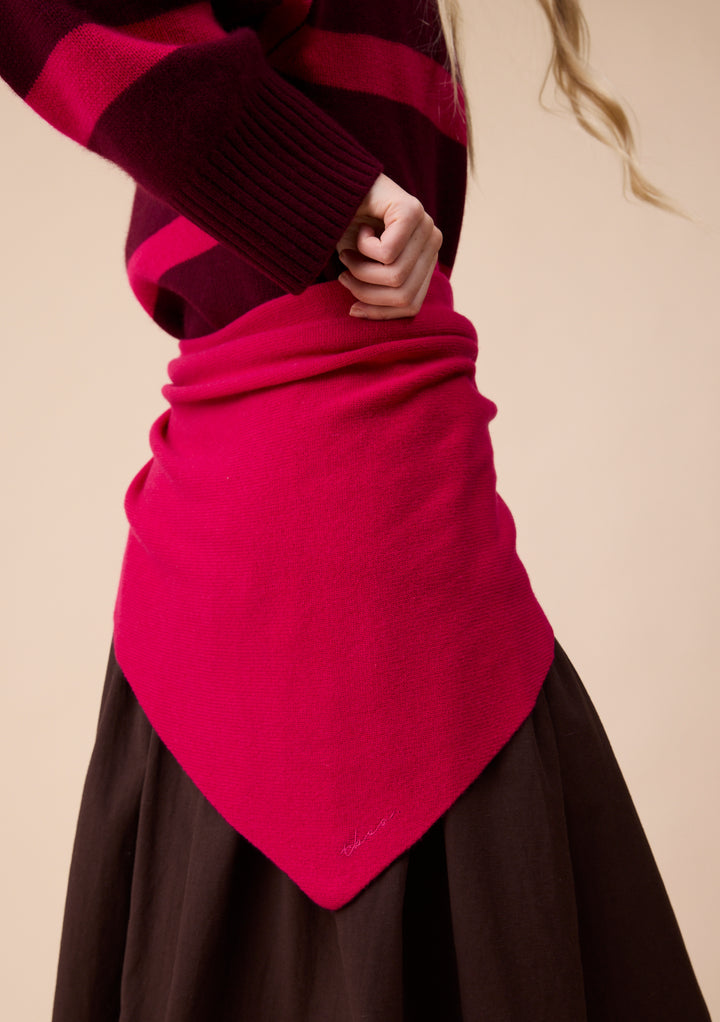 Large Cashmere Wool Triangle Scarf in Magenta