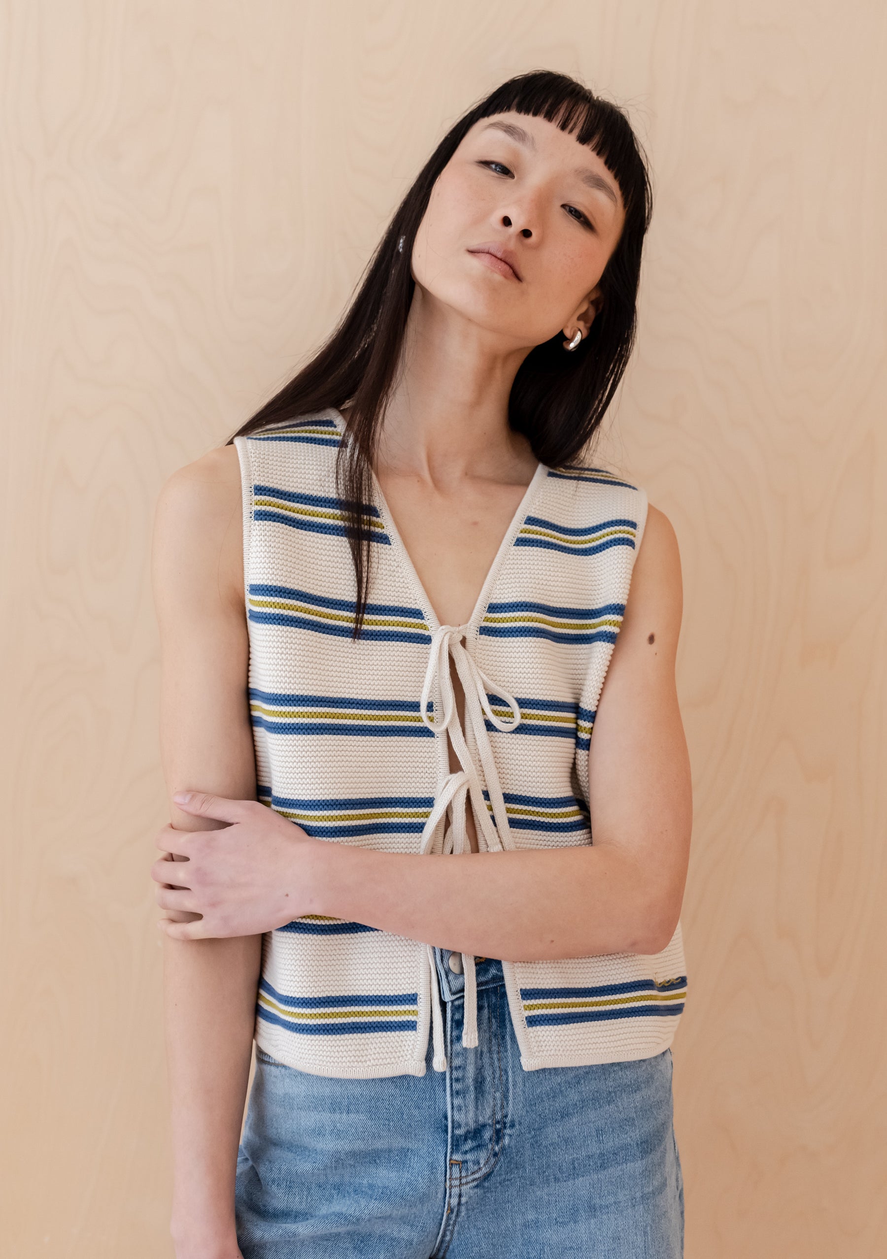 Stripe Cotton Knit Vest main image 0