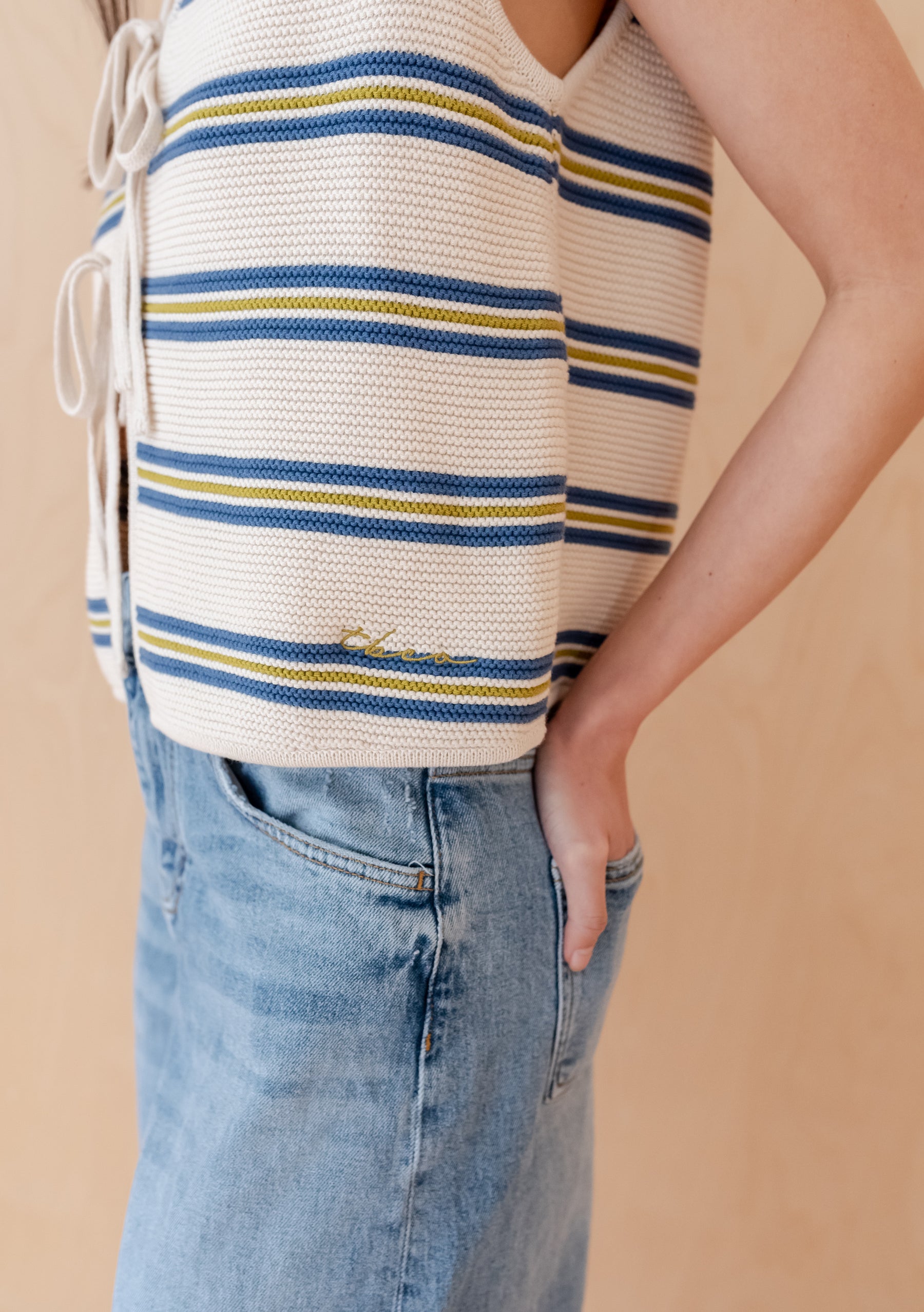 Striped Knitted Vest Womens