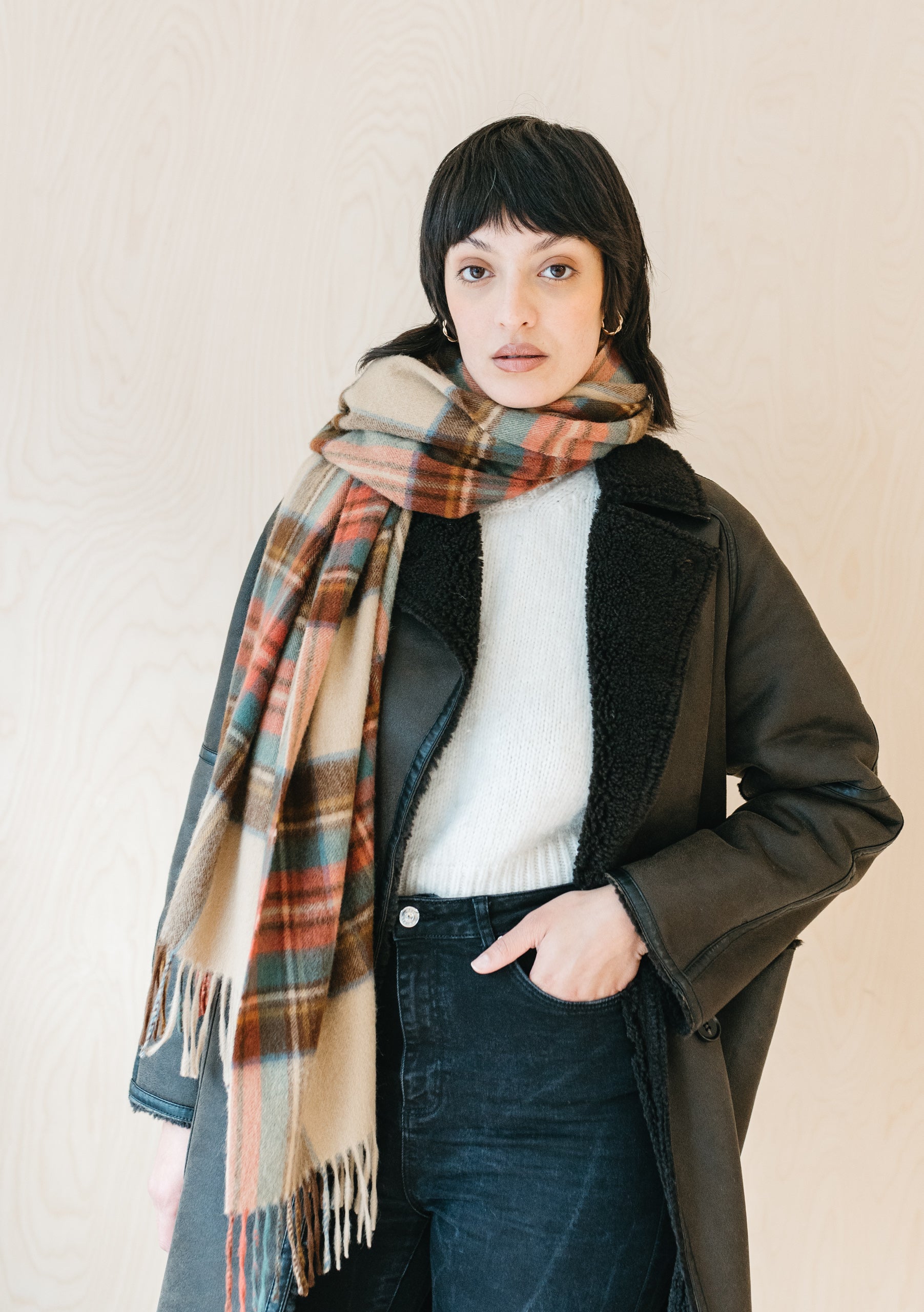 Cashmere Blanket Scarf in Stewart Dress Antique Tartan – TBCo