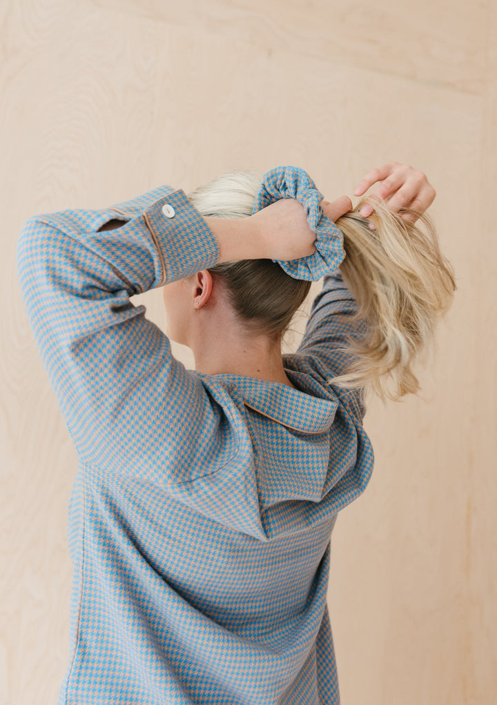 Cotton Pyjamas in Blue Houndstooth