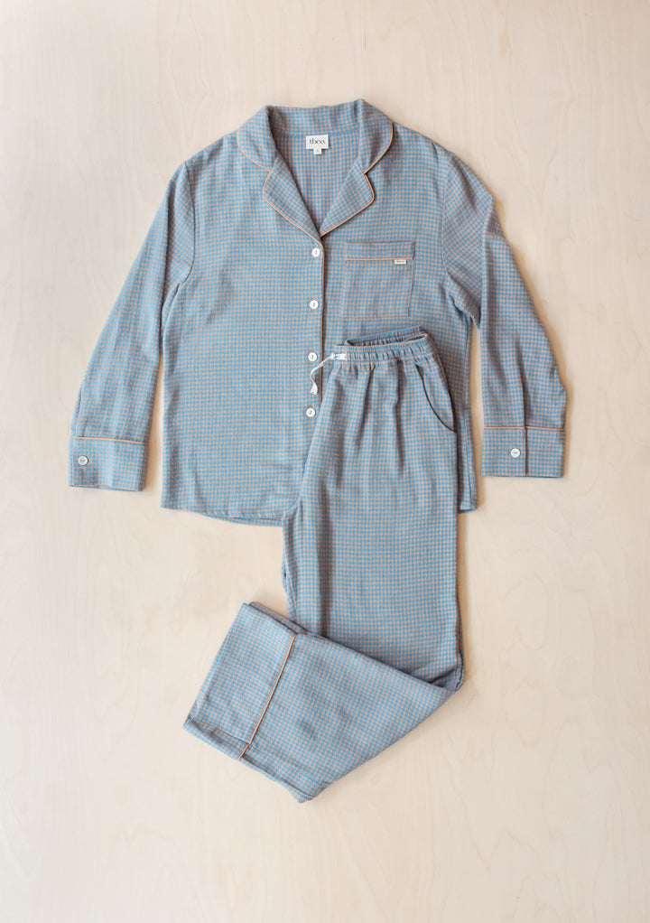 Cotton Pyjamas in Blue Houndstooth